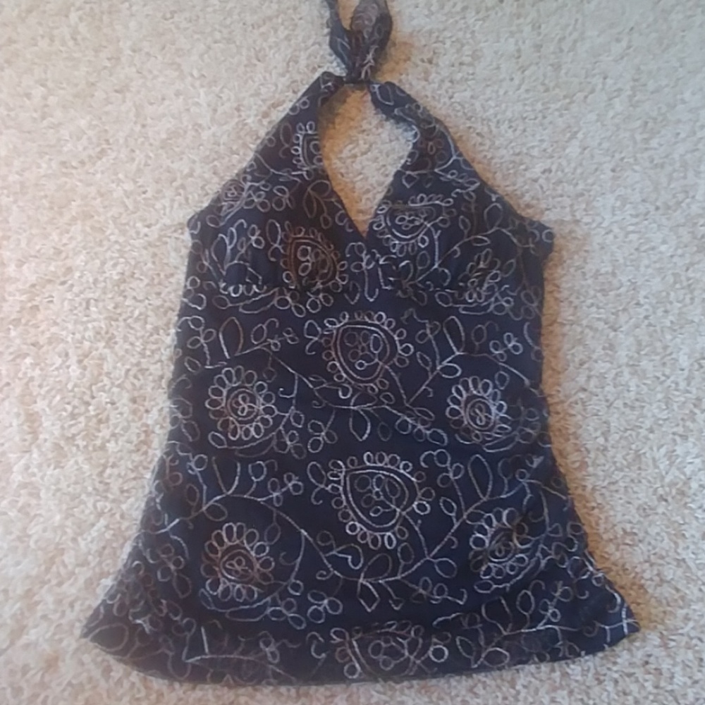 Embroidered halter top